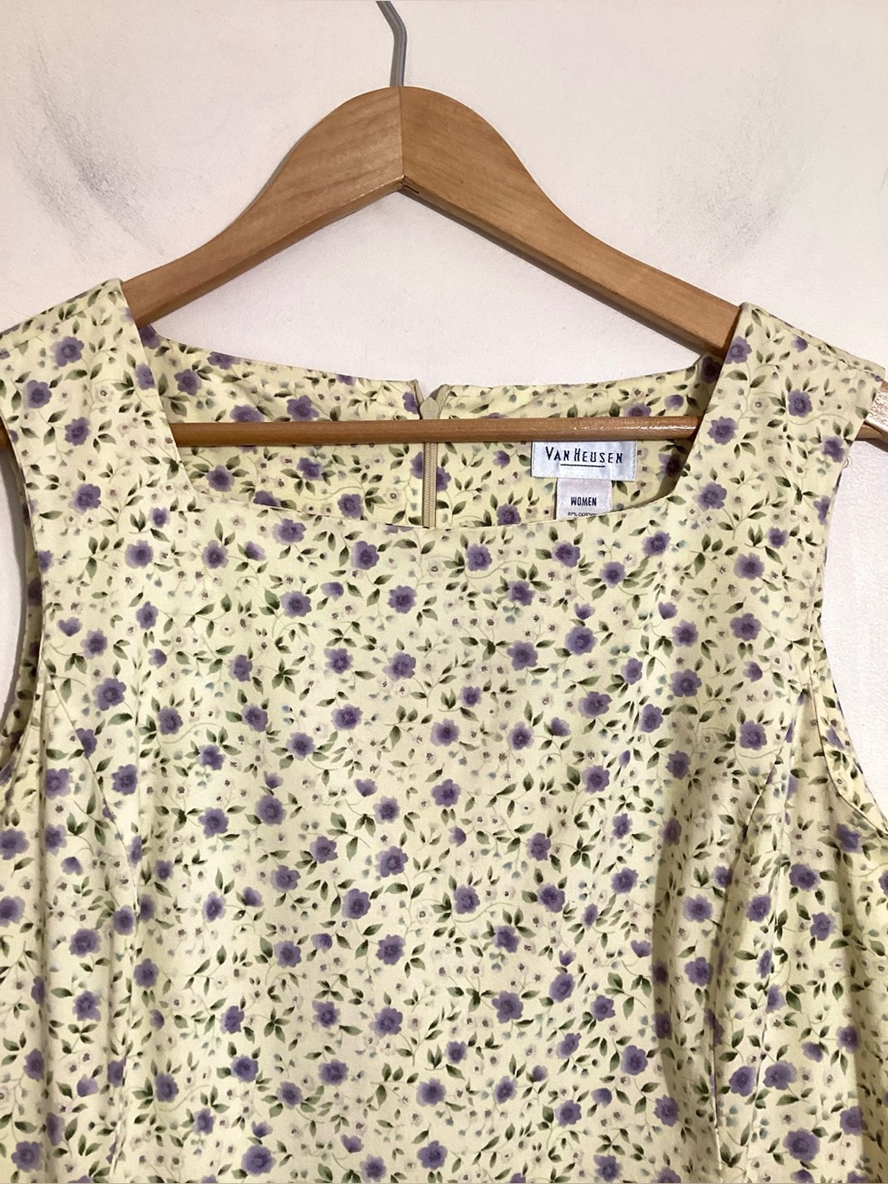 Vtg 90s Microfloral Sleeveless Midi Dress Sz 14 - Picture 5 of 15